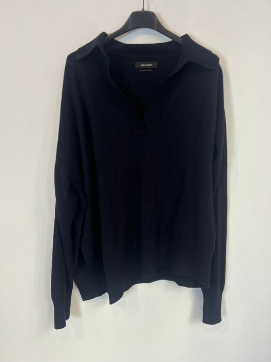 ISABEL MARANT. Jersey azul abertura con lana. T 34 (S/M)