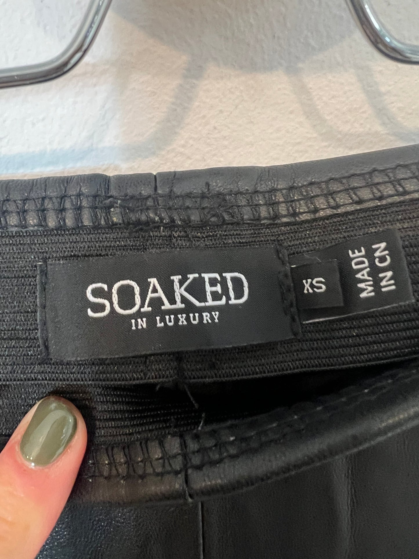 SOAKED IN LUXURY. Black faux leather trousers. Size XS