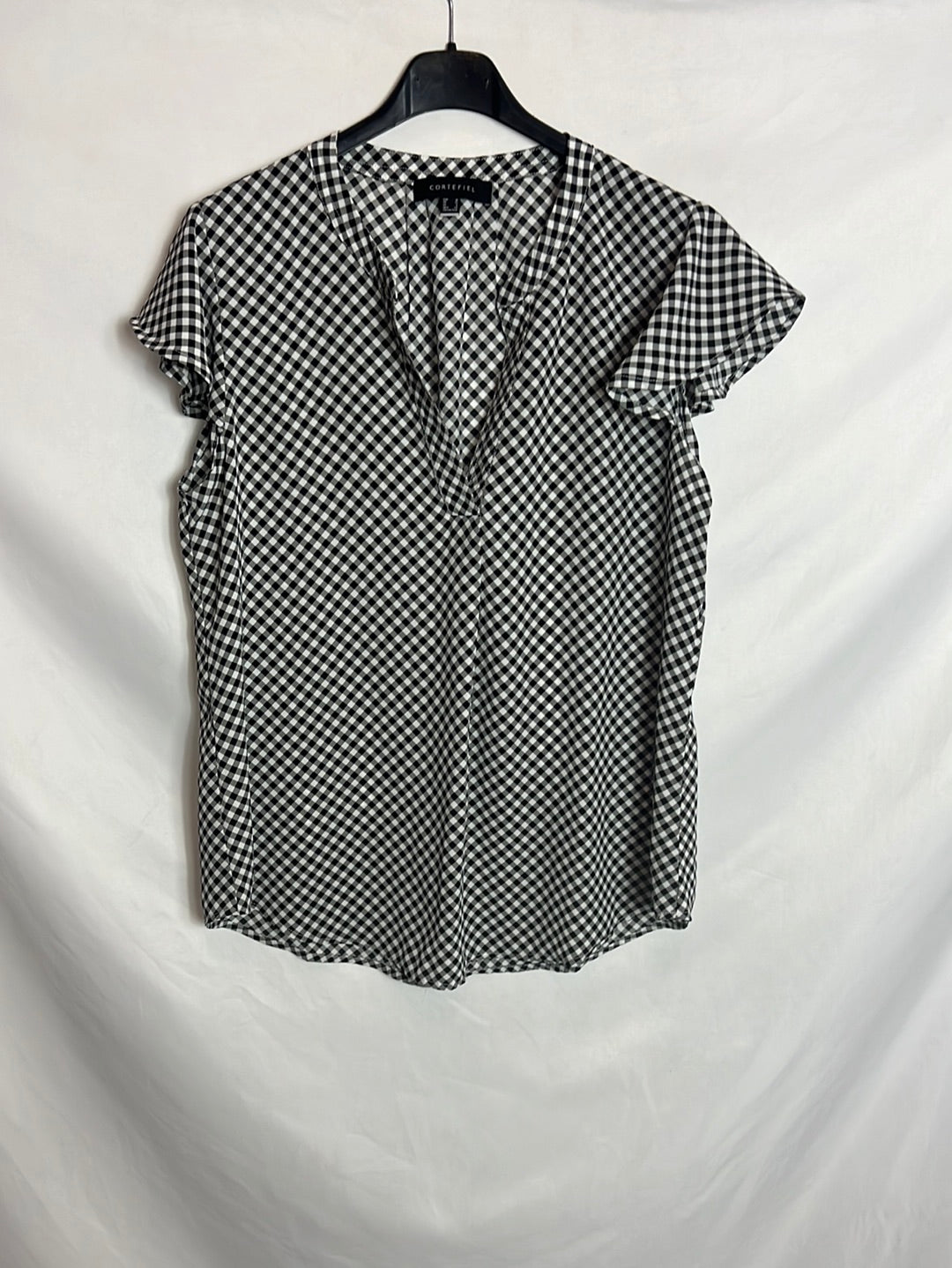 CORTEFIEL. Top gasa cuadros vichy. T M