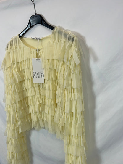 ZARA. Pastel jacket with fringes Ts