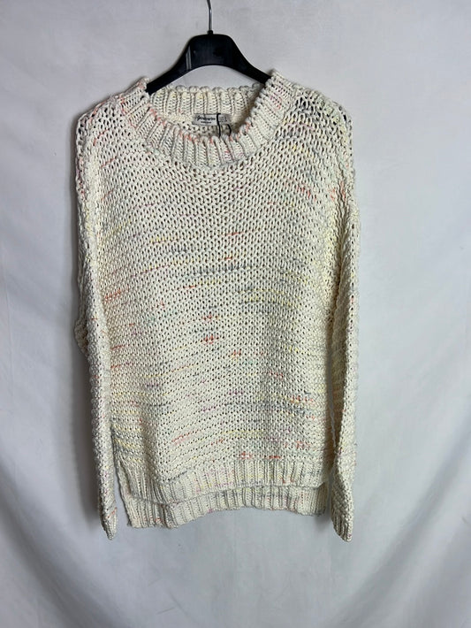 STRADIVARIUS. Jersey beige detalle colores. T S