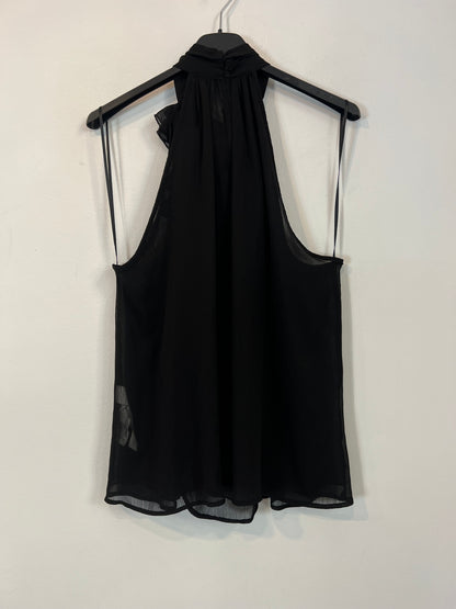 ZARA. Top negro flor T.s