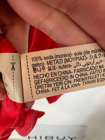 MASSIMO DUTTI. Red fluid silk blouse, size 38