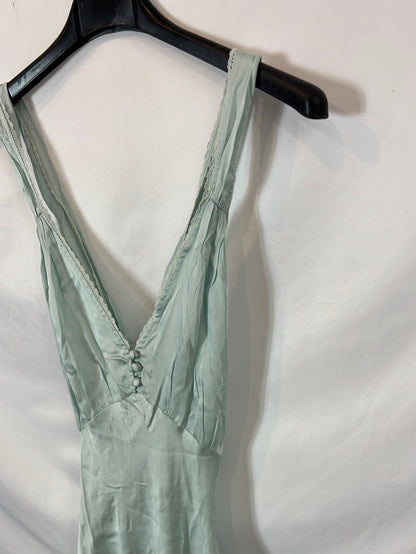 ZARA. Vestido lencero verde agua T.s