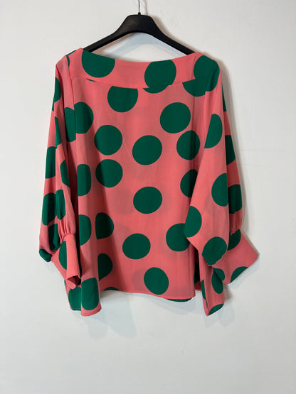 SMILE. Pink polka dot Ts blouse