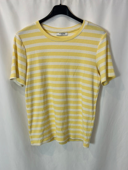 PIECES. Textured striped T-shirt. TM