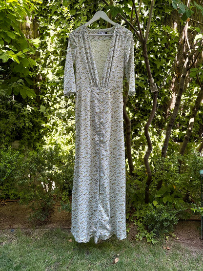 MELENA DE LEON. Vestido largo estampado aberturas