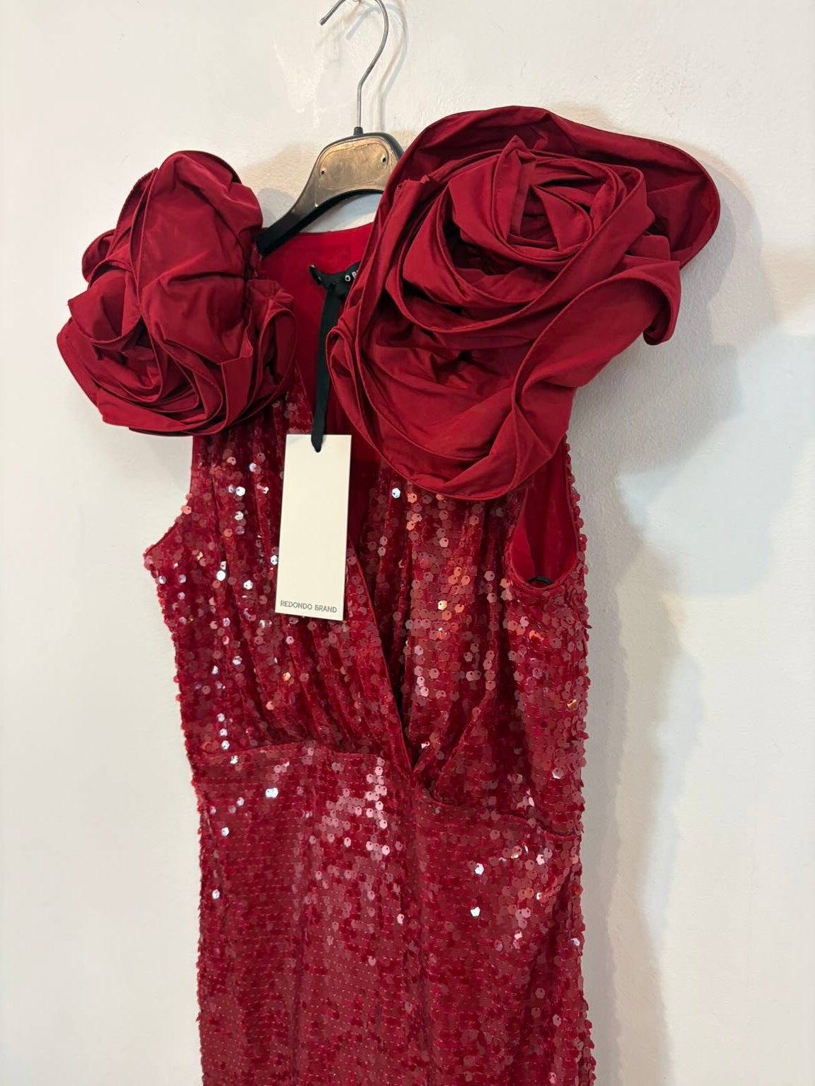 REDONDO BRAND. Vestido midi lentejuelas maxi flor