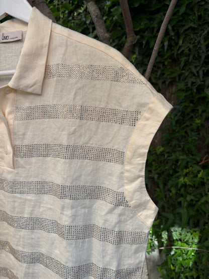 UMO. Blusa lino detalles brillo