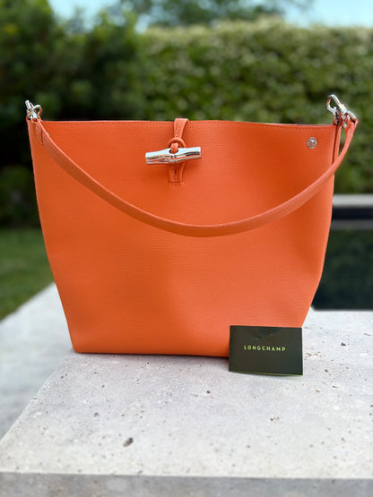 LONGCHAMP. Bolso naranja de hombro