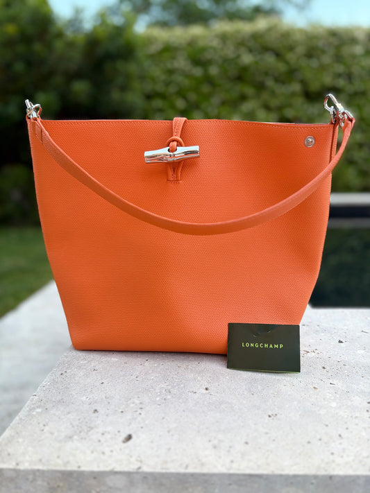 LONGCHAMP. Bolso naranja de hombro