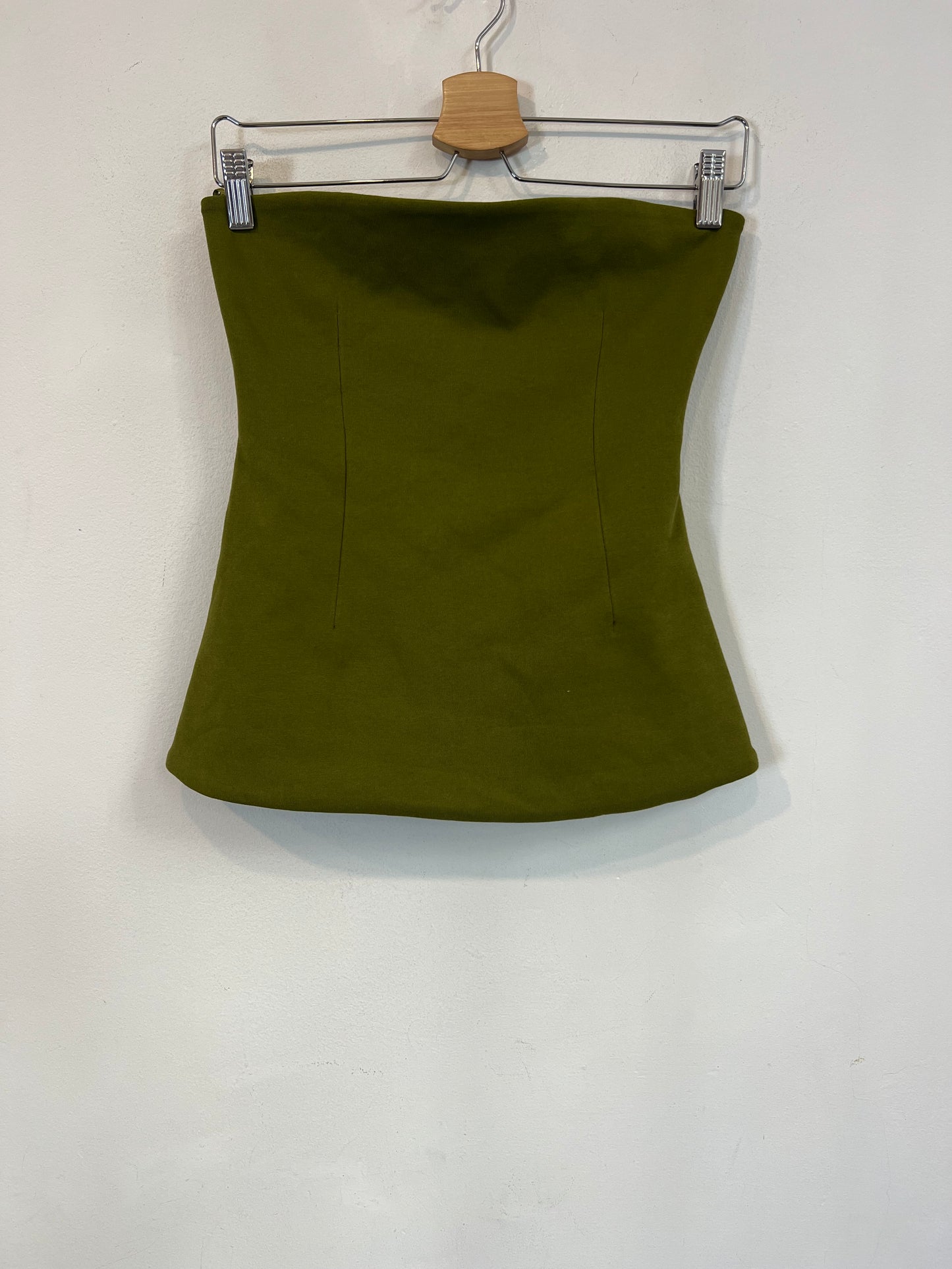 ZARA. Top verde palabra de honor