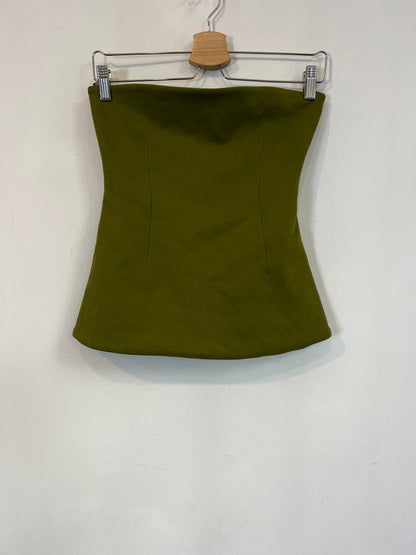 ZARA. Top verde palabra de honor