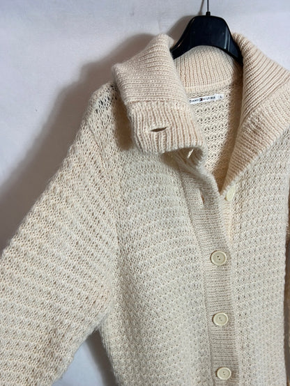 TOMMY HILFIGER. Long beige knit jacket. TL