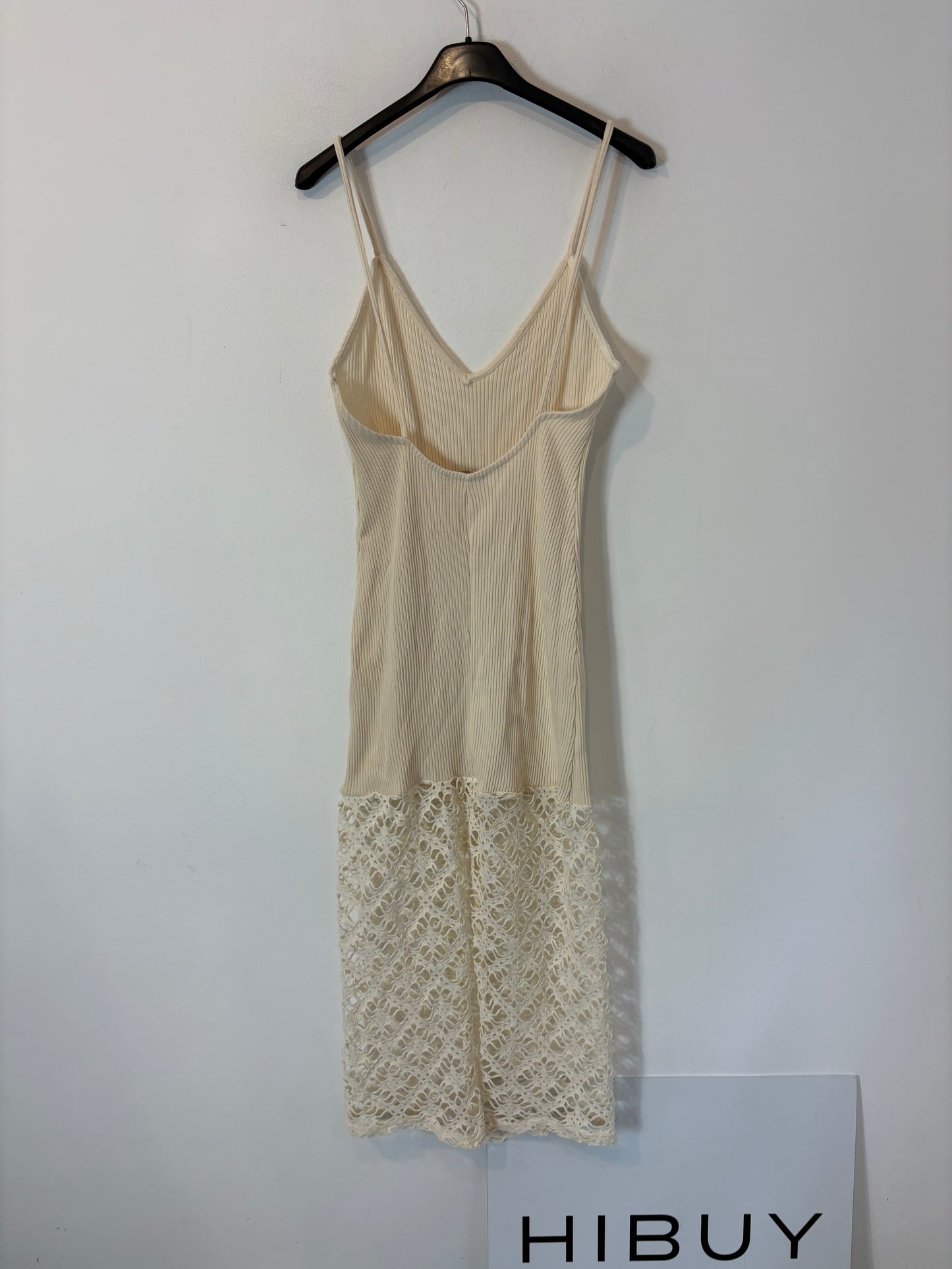 ZARA. Vestido beige doble textura T.s
