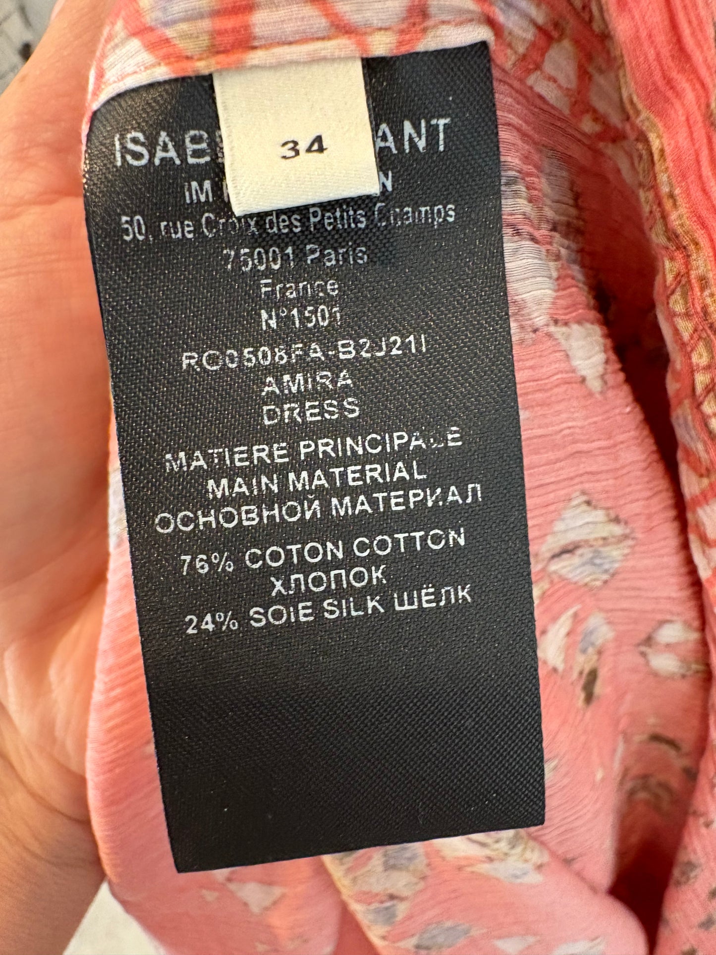 ISABEL MARANT. Vestido estampado estilo caftán con seda