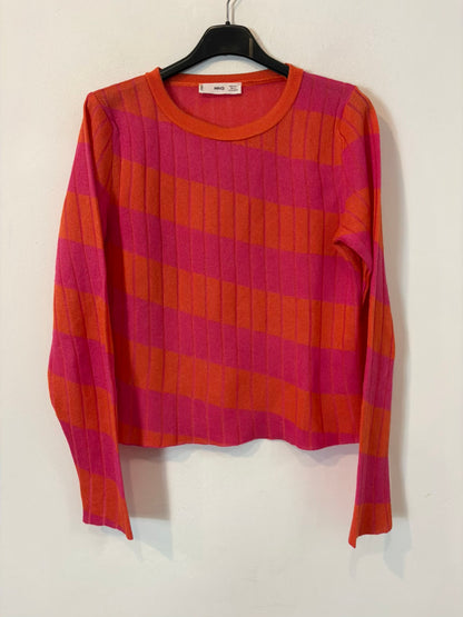 MANGO. Jersey fino rayas fucsia