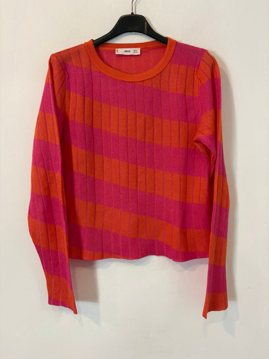 MANGO. Jersey fino rayas fucsia