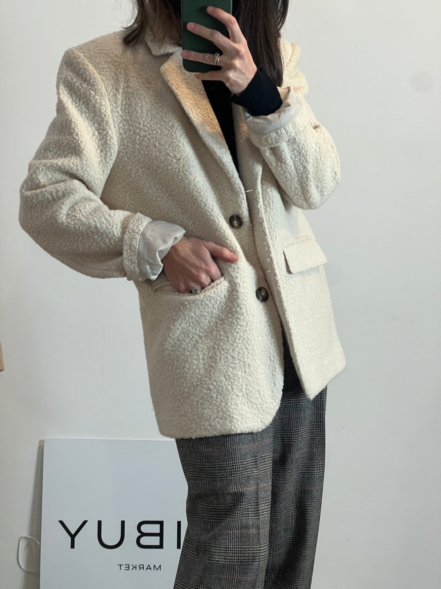 NA&KD. Chaqueta beige borrego estilo T.34 (s/m)