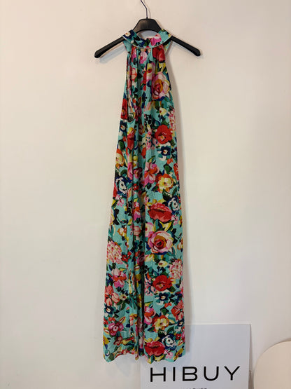 LUNA LLENA. Vestido halter flores