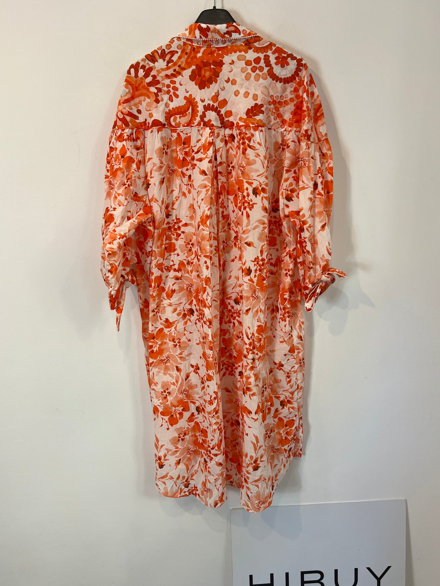 PAOLINA. Vestido camisero flores naranjas Tu(s/m)