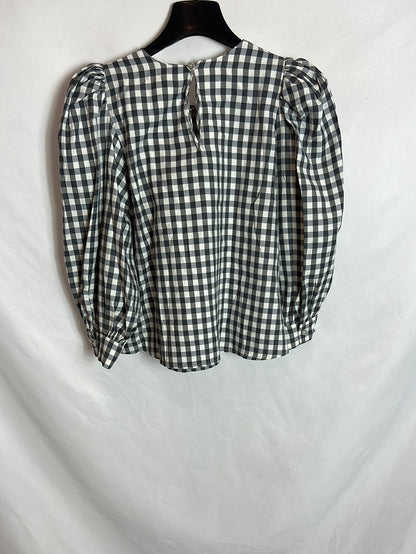 OTRAS. Blusa gris y blanca cuadros T.(u)