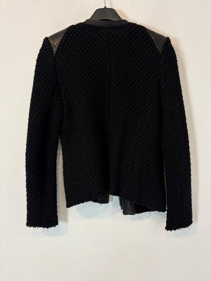 IRO. Chaqueta negra lana y piel
