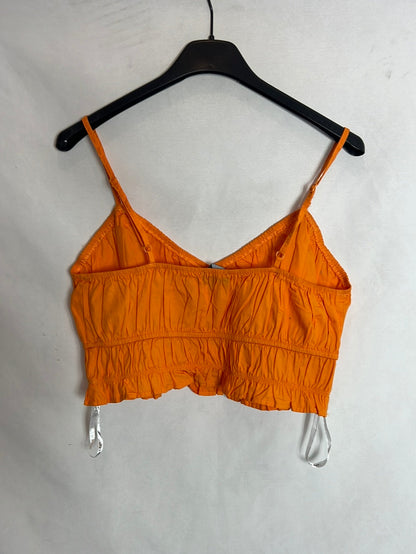 PRIMARK. Top naranja fruncidos. T 38