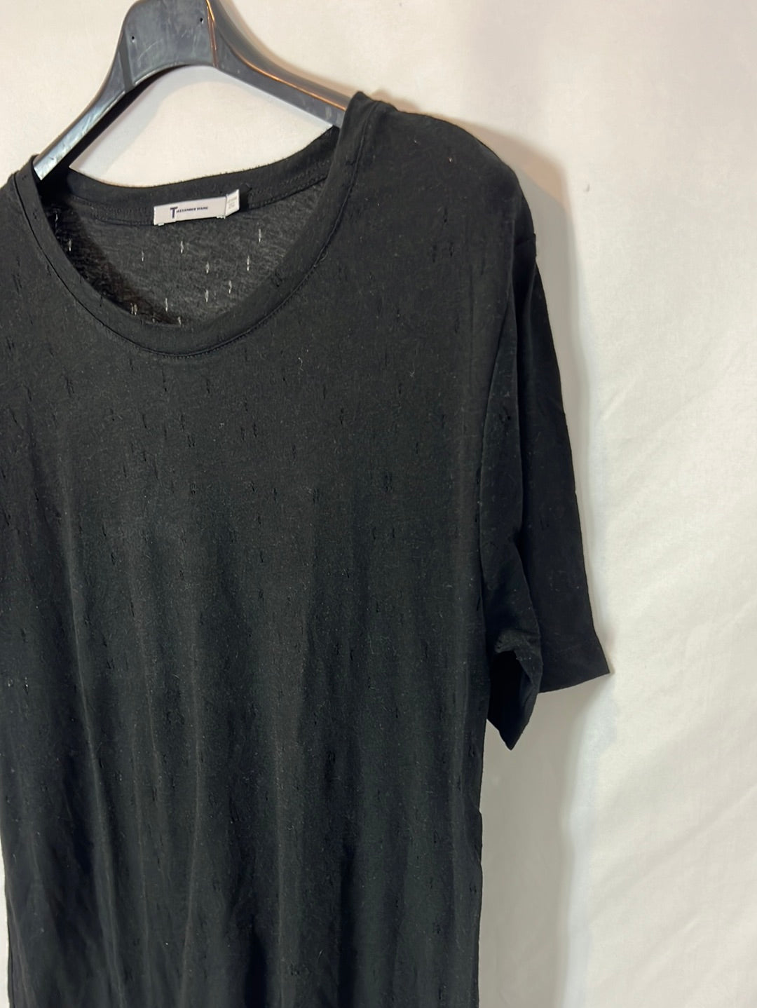 ALEXANDER WANG. Camiseta negra perforada. T M