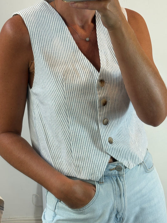 ZARA. Chaleco rayas azules. T S