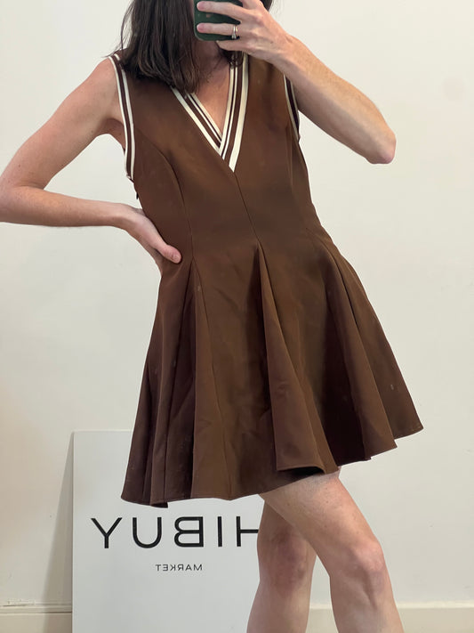 ZARA. Vestido marrón bolsillos