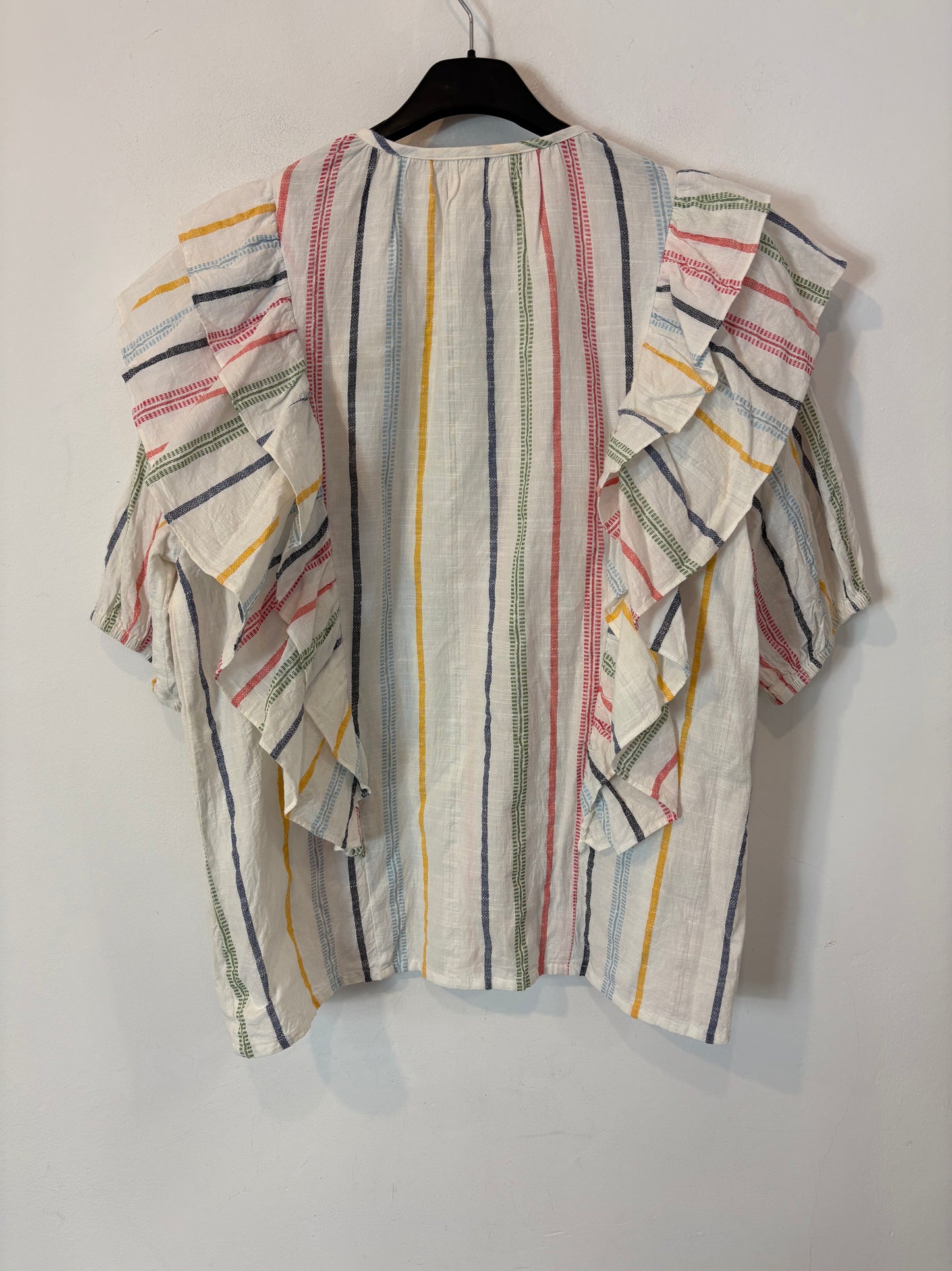 CHERUBINA. Blusa volantes rayas colores