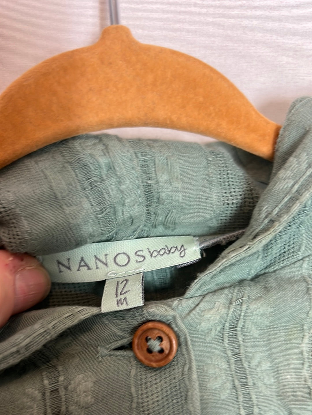 NANOS. Chaqueta fina capucha verde agua. T 12 meses