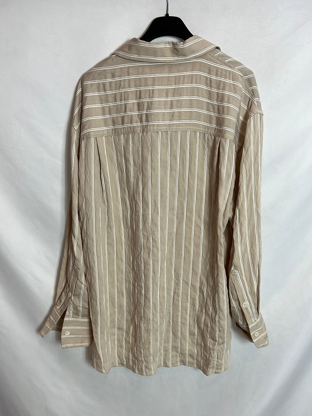ZARA. Beige striped textured blouse. TM