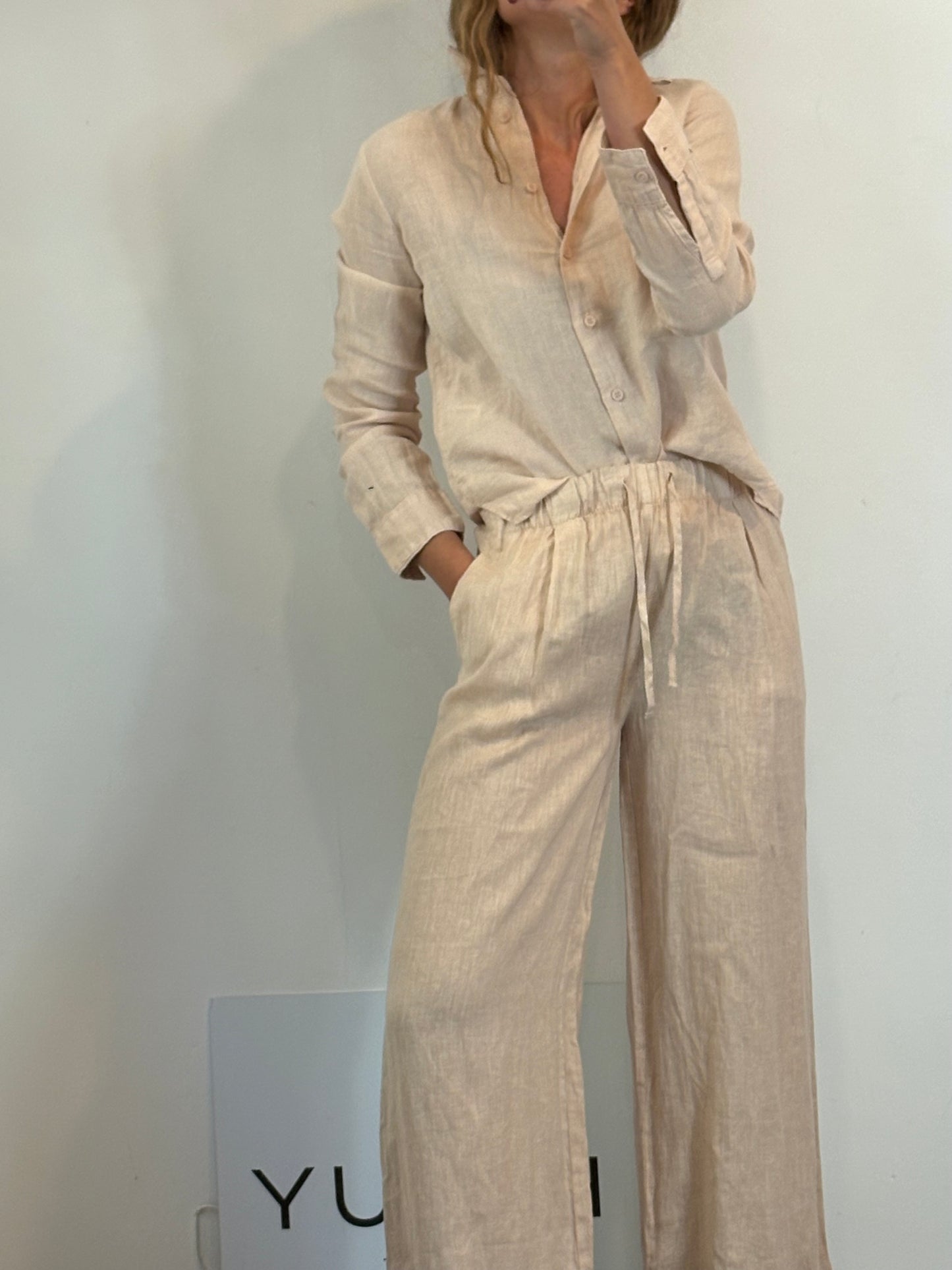 ZARA. Conjunto lino rosa palo