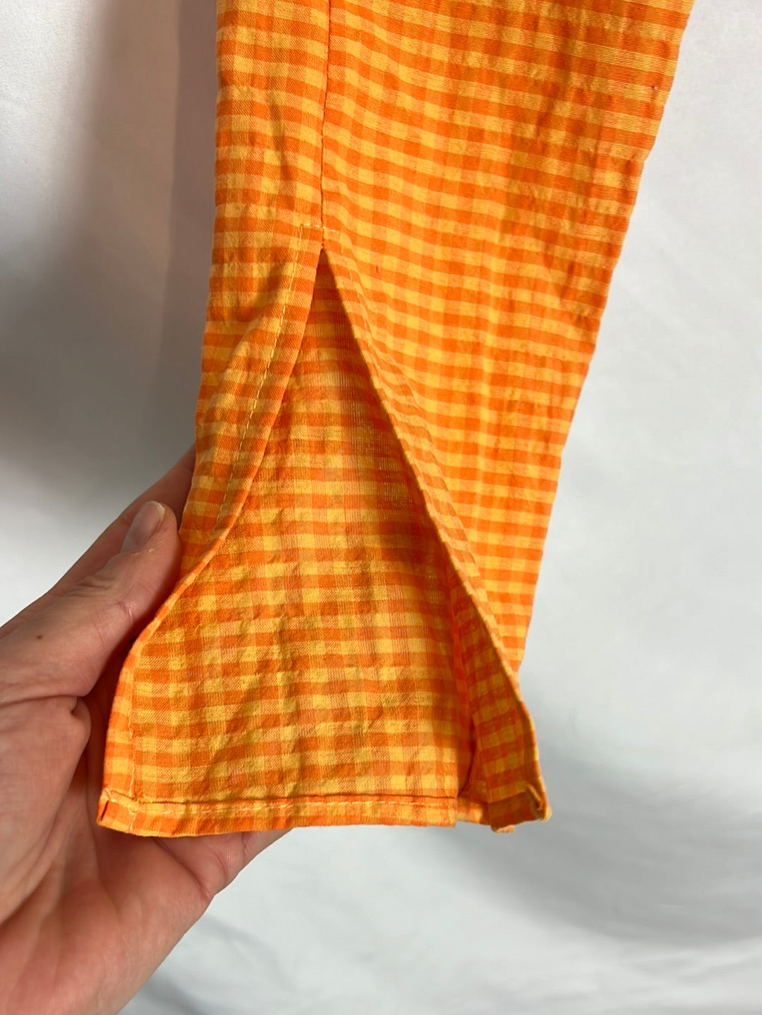 BERSHKA. Top naranja vichy. T S