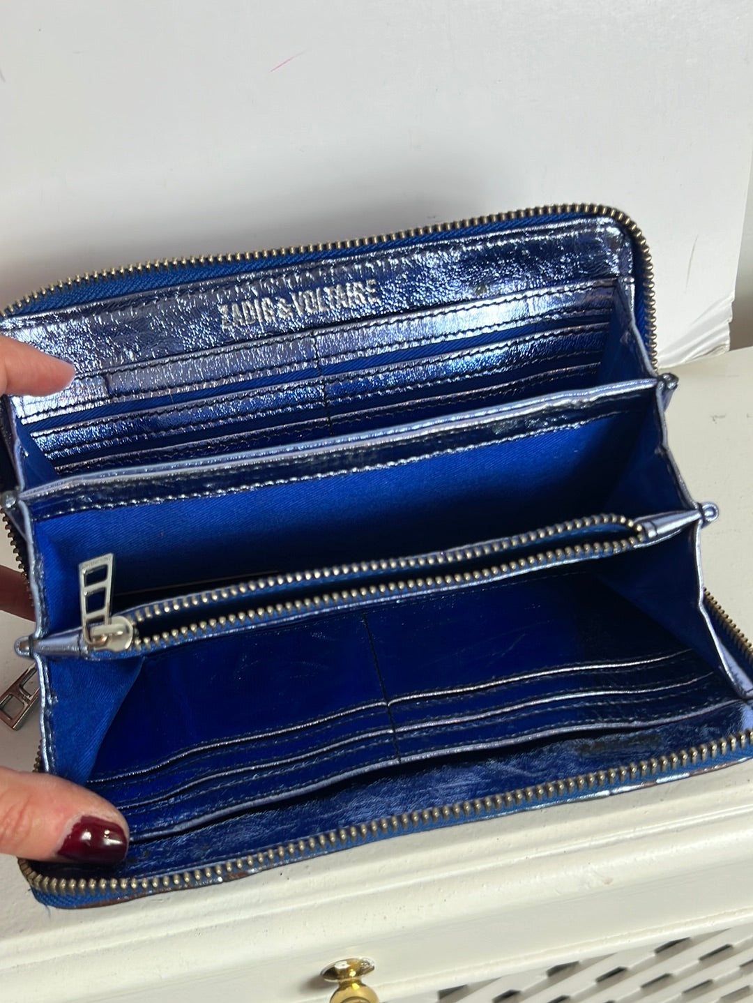 ZADIG&amp;VOLTAIRE. Metallic blue leather wallet