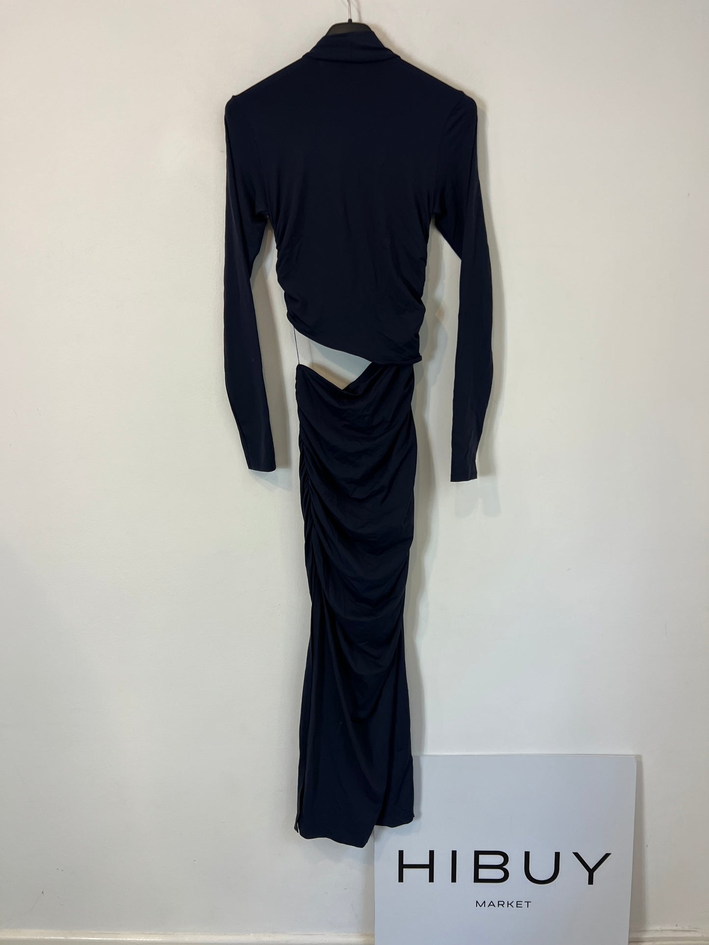 ZARA. Vestido largo azul abertura. T S