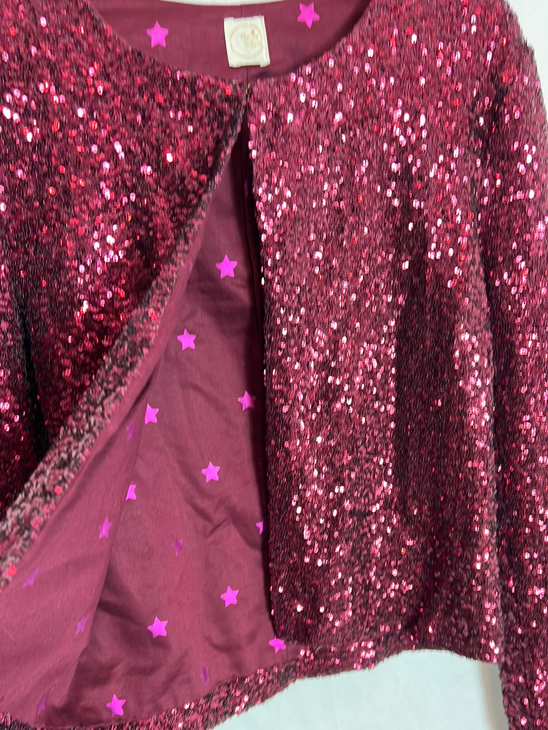 FROM PETITS HAUTS. Pink sequin jacket. T 1(S)
