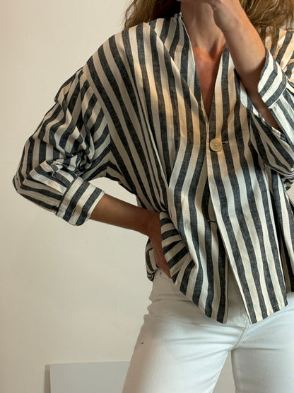 NESINES. Blusa/chaqueta rayas lino y algodón