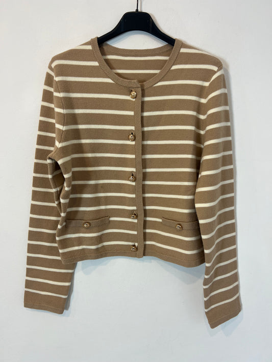 OTRAS. Chaqueta punto beige rayas. TS/M