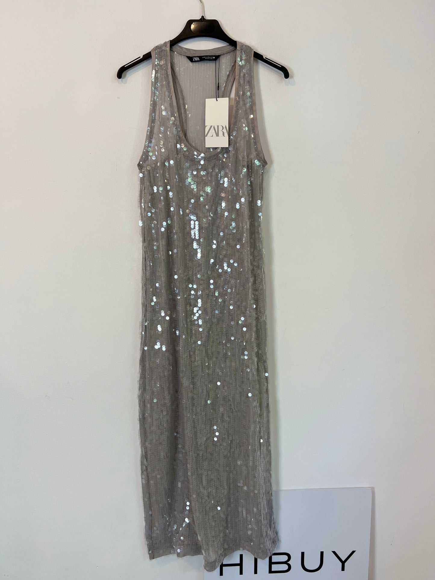 ZARA. Vestido largo lentejuelas T.xs
