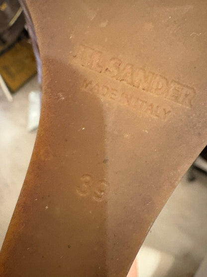 JIL SANDER. Brown platform ankle boots. Size 39