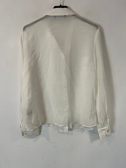 TINTORETTO. Blusa blanca botones joya