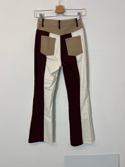 OTRAS. Pantalón denim bicolor campana T.s