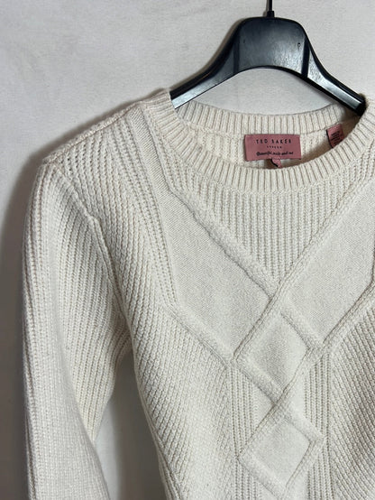 TED BAKER. Jersey beige detalle volante. T S