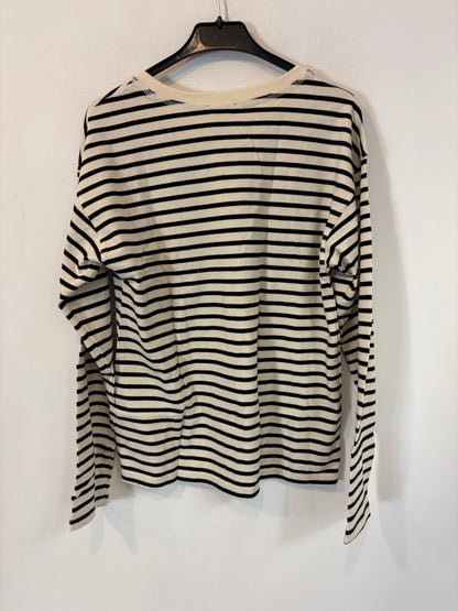 ZARA. Sudadera beige fina rayas . T S