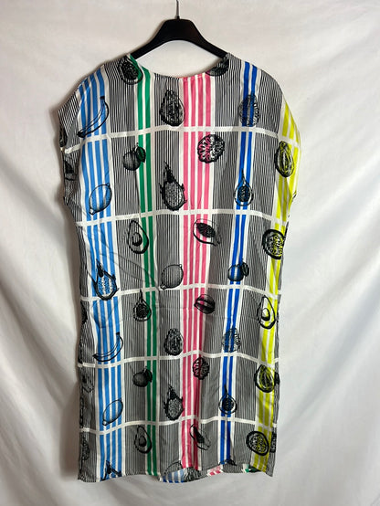 VILAGALLO. Printed silk dress in colors. Size 40