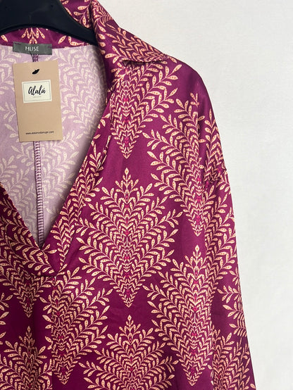 ALALÁ. Blusa rosa satinada hojas. T M
