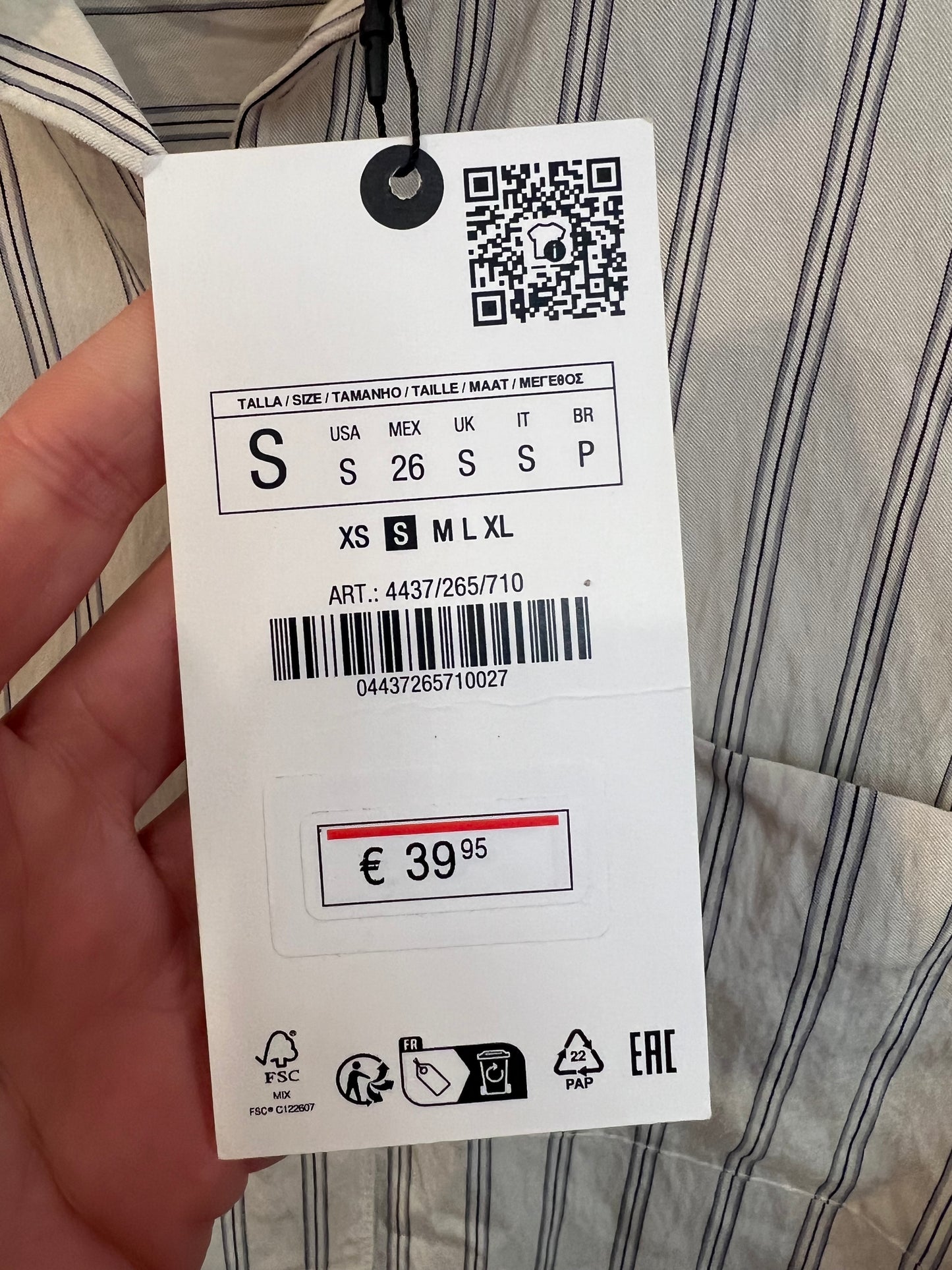 ZARA. Flowy beige striped shirt. TS